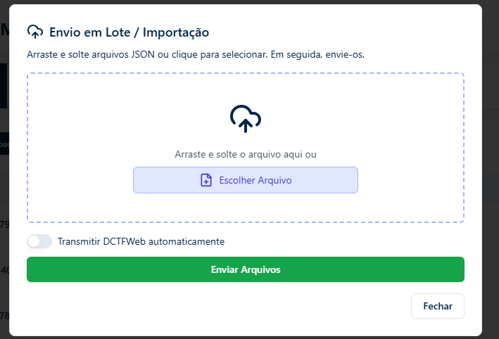 Modal de Envio em Lote